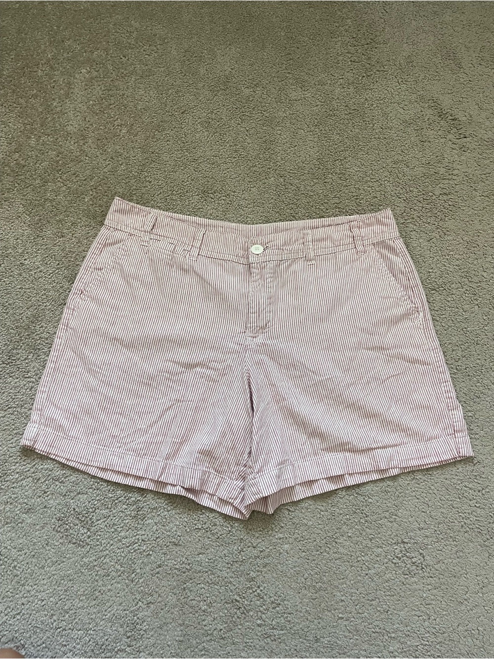 Red and White Pinstripe Shorts